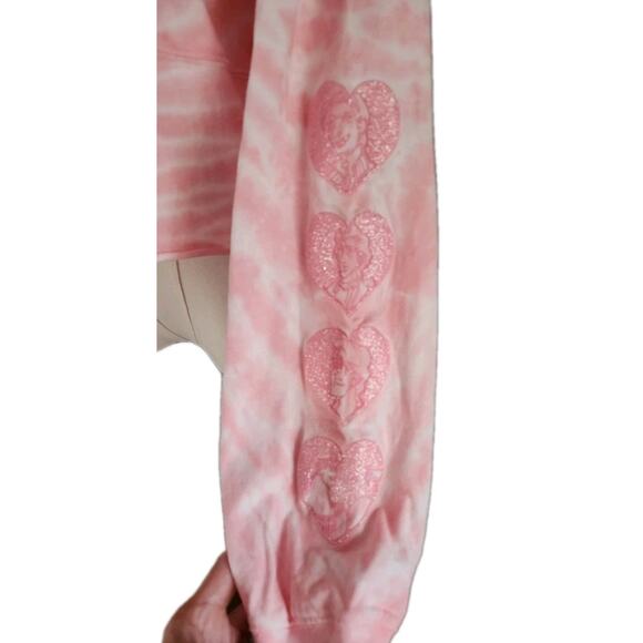 Nwt Disney Prince Cropped Spirit Jersey Royal Crush Pullover TieDye Pink Top Med - Picture 6 of 9